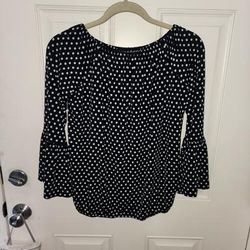 Michael Kors Tops | Bell Sleeve Polka Dot Michael Kors Shirt | Color: Black/White | Size: L