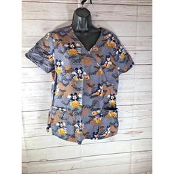 Disney Tops | Disney Scrub Top Womens Size M Gray Halloween Mickey Mouse Medical Dental Top | Color: Gray | Size: M