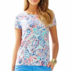 Lilly Pulitzer Tops | Lilly Pulitzer Karrie Shell Me About It Crew Neck Tee Shirt Size S | Color: Blue/Pink | Size: S
