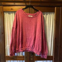 Free People Tops | Free People Banded Heavy Weight Tee | Color: Red | Size: L