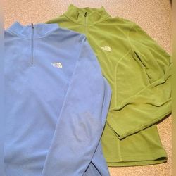 The North Face Tops | Lot Of 2 Womens North Face Fleece 1/4 Zip Tka100 Size Large | Color: Blue/Green | Size: L