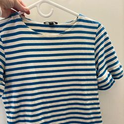 J. Crew Tops | J.Crew Blue And White Cotton Top, Ruffle Sleeves | Color: Blue | Size: Xs