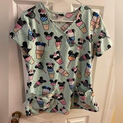 Disney Tops | Disney Minnie Mouse Ice Cream Scrubs | Color: Blue/White | Size: S