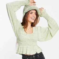 Free People Tops | Free People Free Spirit Pullover In Seafoam Green Nwt, Size S. Og Priced At | Color: Green | Size: S