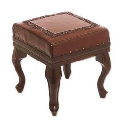 Century,'Traditional Wood Leather Ottoman'
