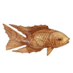 Wood sculpture, 'Goldfish'