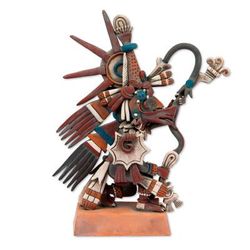 Ceramic sculpture, 'Aztec God Quetzalcoatl'