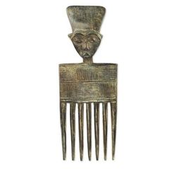 Fante Comb II,'Fante Man Comb Artisan Crafted Wood Wall Art Sculpture'