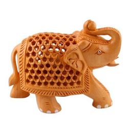 Enchanting Elephant,'Jali Style Wood Elephant Sculpture'