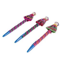 Quitapenas,'Handmade Worry Doll Pens (Set of 3)'