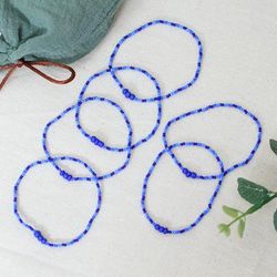 Blue Euphoria,'Set of Six Handcrafted Blue Glass Beaded Stretch Bracelets'