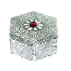 Hexagon with Flower,'Hexagonal Spiral Aluminum Decorative Box with Flower'