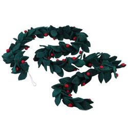 Festive Decorations,'Wool Felt Leaf Holiday Garland in Green and Red from India'