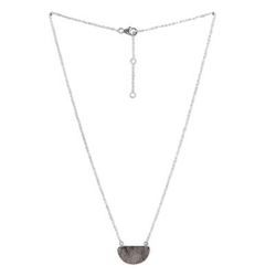 Crescent,'Silver Necklace with Rutilated Quartz Crescent Moon Pendant'