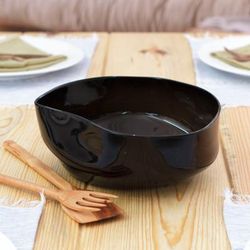'Eco-Friendly Black Handblown Glass Salad Bowl from Mexico'