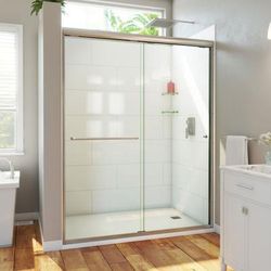 Dreamline DreamLine Alliance Pro HV 56 - 60 inch W x 76 1/2 inch H Semi-Frameless Bypass Shower Door in Brushed Nickel SDAH60W760VXX04