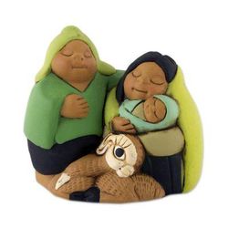 Holy Family in Peru,'Petite Handcrafted Ceramic Andean Christmas Nativity Scene'