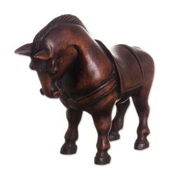 Mini Horse,'Hand-Carved Cedar Wood Horse Sculpture from Peru'