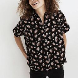 Madewell Tops | Madewell Corduroy Daily Shirt In Homestead Bouquet Womens Size Small Oversized | Color: Black | Size: S