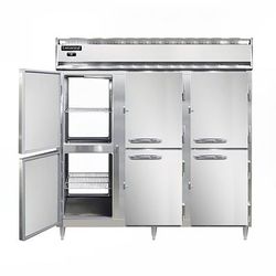 Continental D3RRFNPTHD 78" 3 Section Pass Thru Commercial Combo Refrigerator Freezer - Solid Doors, Top Compressor, 115v, Silver