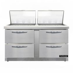 Continental D60N24M-FB-D 60" Designer Line Sandwich/Salad Prep Table w/ Refrigerated Base, 115v, 24 Pans & 4 Drawers, Stainless Steel