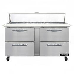 Continental SW60N16C-D 60" Sandwich/Salad Prep Table w/ Refrigerated Base, 115v, Stainless Steel