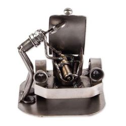 'Rustic Car Mechanic' - Recycled Auto Parts Sculpture Metal Art Mexico