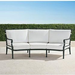 Carlisle Curved Sofa with Cushions in Onyx Aluminum - Standard, Seasalt with Seasalt Piping - Frontgate
