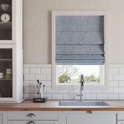 Wide Width Sun Zero™ Somerton Textured 100% Blackout Cordless Roman Shade by BrylaneHome in Blue (Size 39" W 64" L)