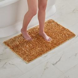 Wide Width Butter Chenille Bath Rug by BrylaneHome in Almond (Size 20" W 34" L)