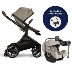 Nuna DEMI Next Stroller with Rider Board + PIPA RX Travel System Bundle - Hazelwood