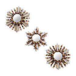 Golden Snowflakes,'Snowflake Bronze Leaf Wall Mirrors (Set of 3)'