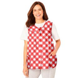 Plus Size Women's Snap-Front Apron by Only Necessities in Sweet Coral Gingham (Size 22/24)