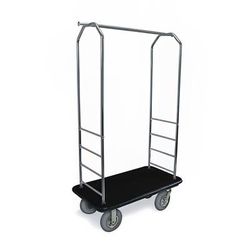 CSL 2000GY-080 BLK Luggage Cart w/ Carpeted Deck - 43"L x 23"W x 72 1/2"H, Chrome, Silver