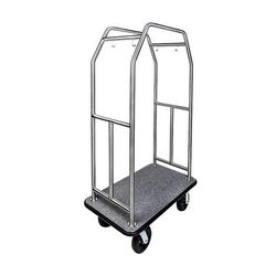 CSL 2999BK-010-GRY Luggage Cart w/ Carpeted Deck - 44"L x 24"W x 72"H, Stainless, Black
