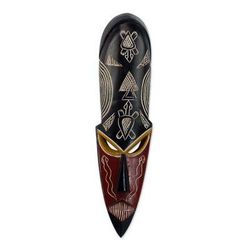 Africanism,'Handcrafted African Sese Wood Wall Mask from Ghana'