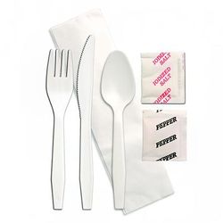 D&W Fine Pack P2503PCSPKIT Medium Weight Disposable Cutlery Set - Polypropylene, White