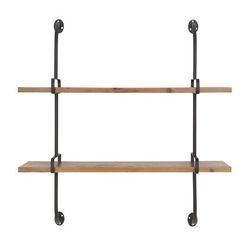 Brown Wood Industrial Wall Shelf Wall Shelf by Quinn Living in Brown