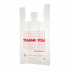 AmerCareRoyal RPTYB6 "Thank You" T-Shirt Bag - 11 1/2"L x 6 1/2"W, HDPE, White