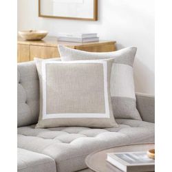 Shyam 18" Square Cottage Cotton Light Silver/Sterling Gray/White Throw Pillow - Boutique Rugs