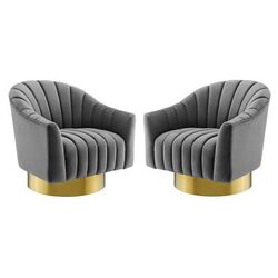 Buoyant Swivel Chair Performance Velvet Set of 2 - East End Imports EEI-4430-GRY