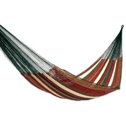 Hammock, 'Mother Earth' (double) - Striped Rope Hammock