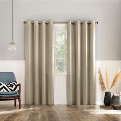 Sun Zero™ 2-Pc. Brandon Magnetic Closure Grommet Curtain Panel by BrylaneHome in Cream (Size 108"W 63" L)