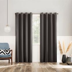 Sun Zero™ 2-Pc. Brandon Magnetic Closure Grommet Curtain Panel by BrylaneHome in Grey (Size 108"W 63" L)
