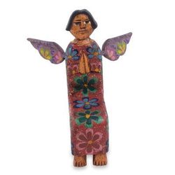 Wood statuette, 'Angel of Vitality III'