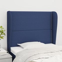 vidaXL Tête de lit avec oreilles Bleu 83x23x118/128 cm Tissu