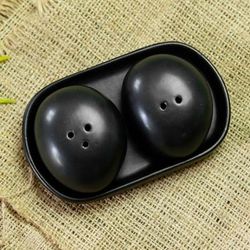 Soft Seasoning at Night,'Minimalist Black Ceramic Salt and Pepper Set (3 Pieces)'