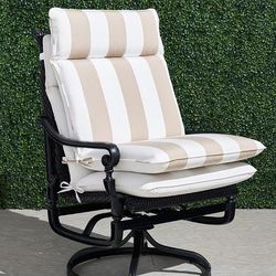 Highback Cushion - Ollie Stripe Daffodil, 40"L x 22"W - Frontgate