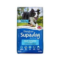 12.5kg Burgess Supadog Active Dry Dog Food | Adult Complete | Chicken & Beef