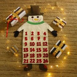 Happy Snowman,'Handcrafted Snowman-Themed Wool Felt Advent Calendar'